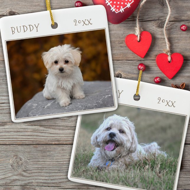 Adorno De Cerámica Navidades de fotos de Mascota de perro lindo (Subido por el creador)