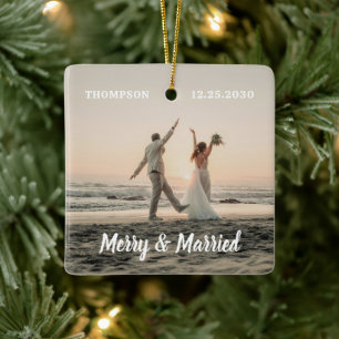 Adorno De Cerámica Navidades de fotos de parejas recién casadas y cas