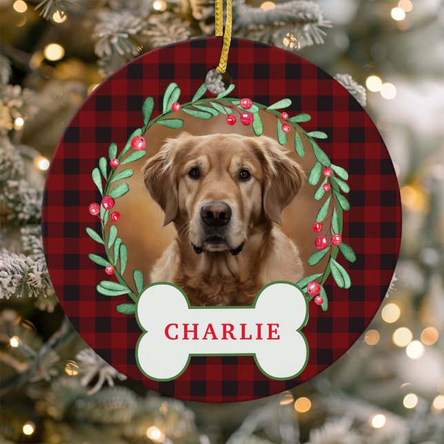 Adorno De Cerámica Navidades de fotos de perros rojos y negros vestid (Subido por el creador)