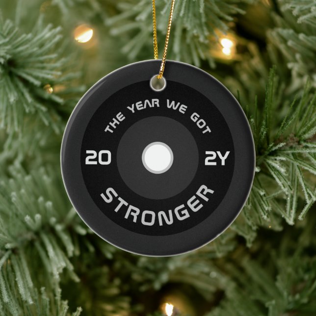 Adorno De Cerámica Navidades de fotos de Weightlifter barbell fitness (Árbol)
