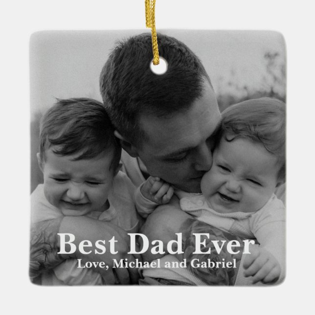 Adorno De Cerámica Navidades de fotos personalizados de Best Dad (Anverso)