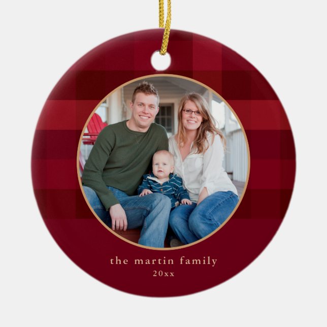 Adorno De Cerámica Navidades de fotos rojas de goteo rápido (Frente)
