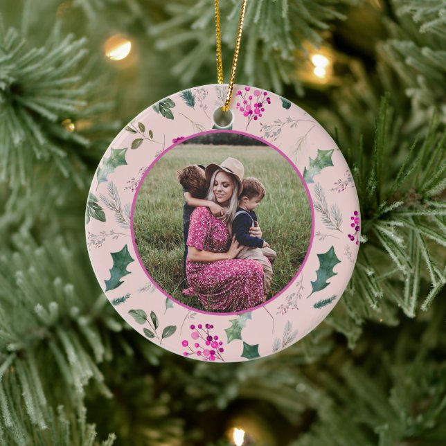 Adorno De Cerámica Navidades de fotos rosadas y de Moda (Árbol)
