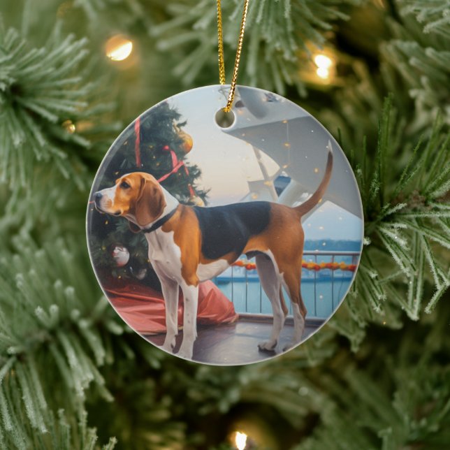 Adorno De Cerámica Navidades de Foxhound ingleses estadounidenses cru (Árbol)