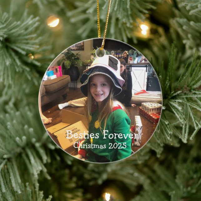 Adorno De Cerámica Navidades de Fun Photo BESTIES 2024 Personalizan (Árbol)