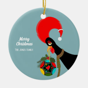 Adorno De Cerámica Navidades de gallos portugueses holly bauble