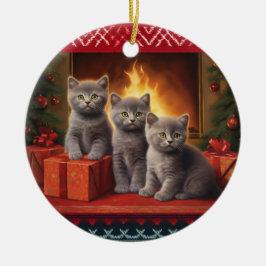 Adorno De Cerámica Navidades de gatitos en el shorthair del Reino Uni