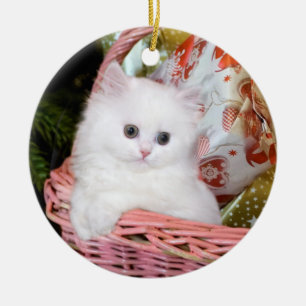 Adorno De Cerámica Navidades de gatitos persas blancos