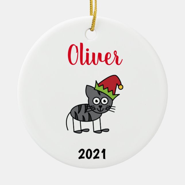 Adorno De Cerámica navidades de gatos mascotas personalizados (Frente)