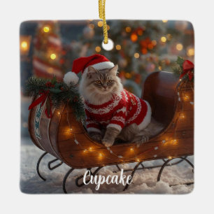 Adorno De Cerámica Navidades de gatos persas con doble problema perso