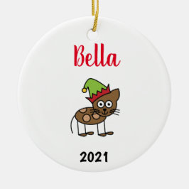 Adorno De Cerámica navidades de gatos personalizados