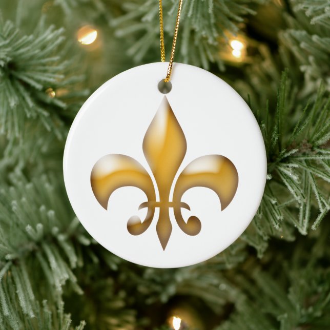 Adorno De Cerámica Navidades de Gold Fleur de Lis