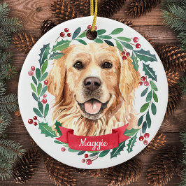 Adorno De Cerámica Navidades de Golden Retriever Perro de color agua