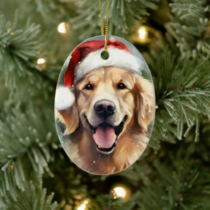 Adorno De Cerámica Navidades de Golden Retriever pinchan arte