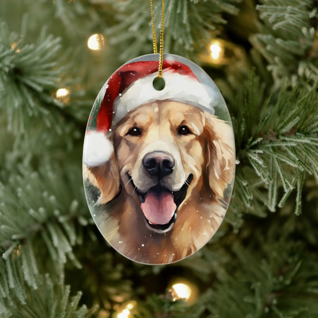 Adorno De Cerámica Navidades de Golden Retriever pinchan arte (Árbol)