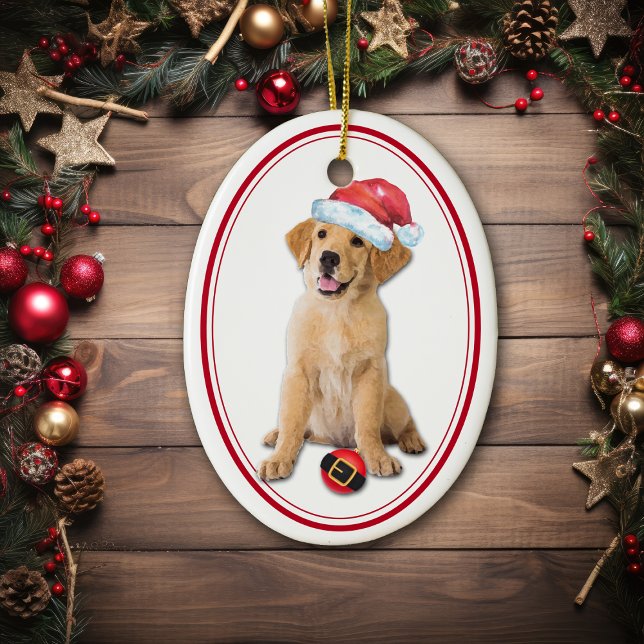 Adorno De Cerámica Navidades de Golden Retriever Puppy Santa Bulb (Subido por el creador)