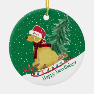 Adorno De Cerámica Navidades de Goldendoodle personalizados lanzan ni
