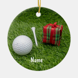 Adorno De Cerámica Navidades de golf con Navidades de golf Gift green
