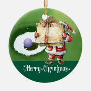 Adorno De Cerámica Navidades de golf con Santa Claus sobre hierba ver