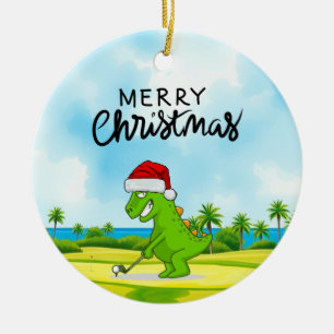 Adorno De Cerámica Navidades de golf de Santa Claus Golfer