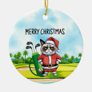 Adorno De Cerámica Navidades de golf de Santa Claus Golfer