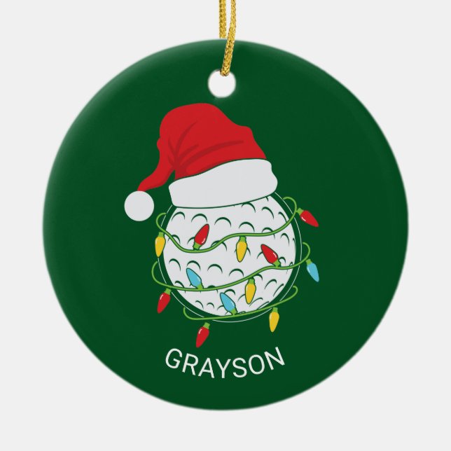 Adorno De Cerámica Navidades de Golf Santa Hat (Frente)