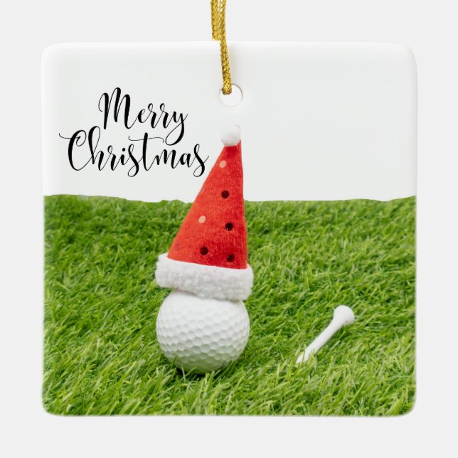 Adorno De Cerámica Navidades de golf Vacaciones con pelota de golf (Anverso)
