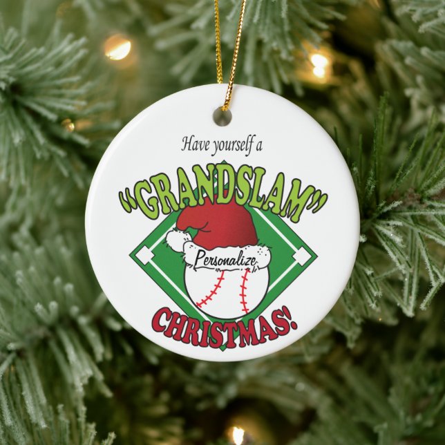 Adorno De Cerámica Navidades de Gran Slam de Béisbol (Árbol)