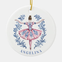 Adorno De Cerámica Navidades de Grandmillennial Damask Ballerina