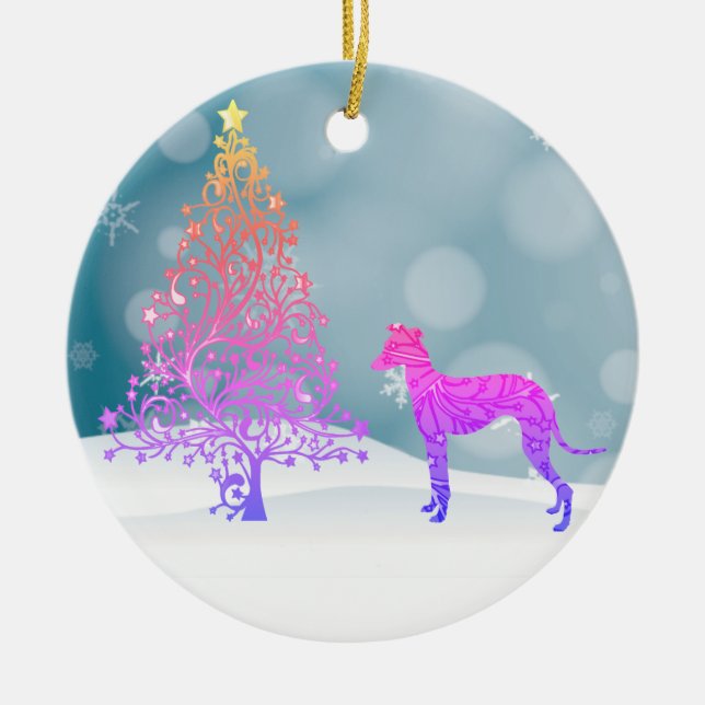 Adorno De Cerámica Navidades de Greyhound de Italia (Frente)