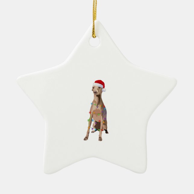 Adorno De Cerámica Navidades de Greyhound italianos iluminan a amante (Frente)