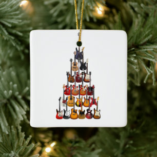 Adorno De Cerámica Navidades de guitarra ligan música rock