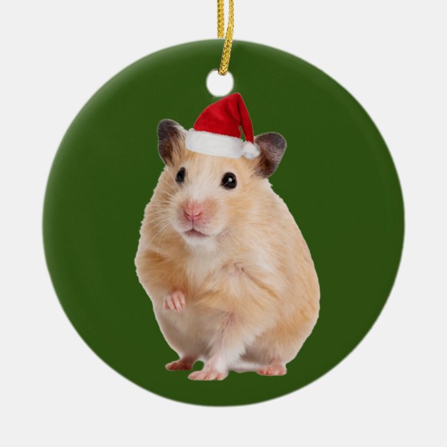 Adorno De Cerámica Navidades De Hamster Con Gorra Scaft (Frente)