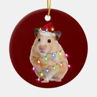 Adorno De Cerámica Navidades De Hamster Con Gorra Scaft
