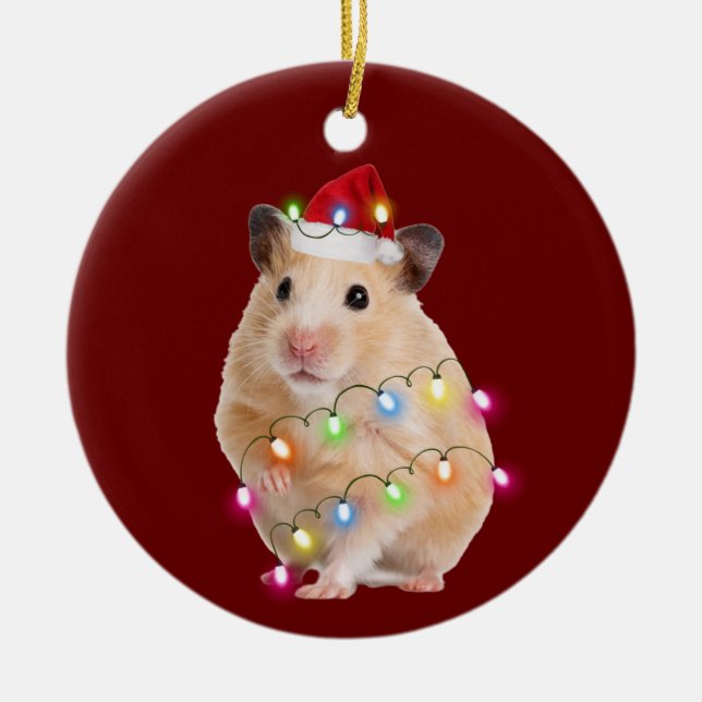 Adorno De Cerámica Navidades De Hamster Con Gorra Scaft (Frente)