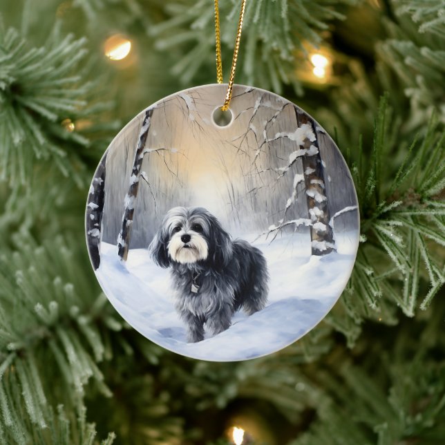 Adorno De Cerámica Navidades de Havanese Let It Snow (Árbol)