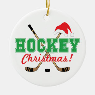 Adorno De Cerámica Navidades de hockey pegan a Santa Hat