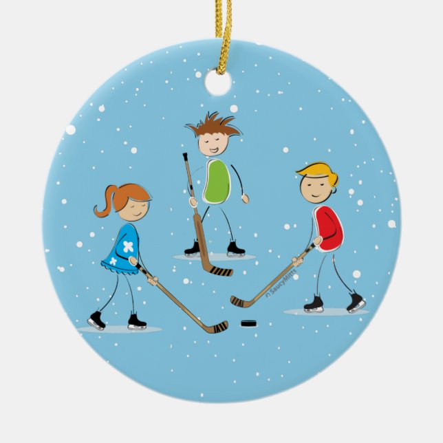 Adorno De Cerámica Navidades de Hockey sobre Hueso Infantil (Frente)