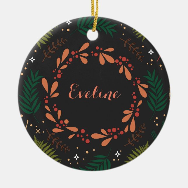 Adorno De Cerámica Navidades de Holly Jolly (Frente)