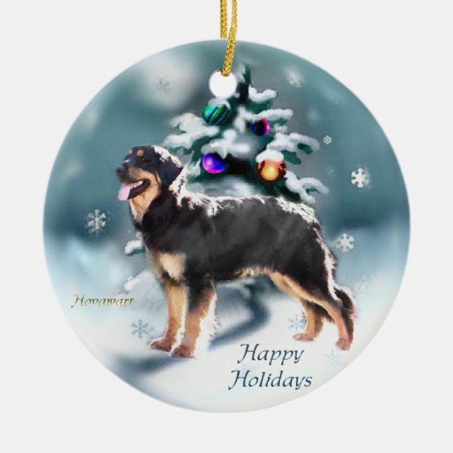 Adorno De Cerámica Navidades de Hovawart (Frente)