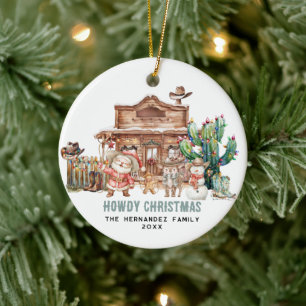 Adorno De Cerámica Navidades de Howdy   Fun Western Desert Photo