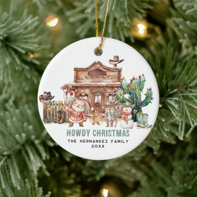 Adorno De Cerámica Navidades de Howdy | Fun Western Desert Photo (Árbol)