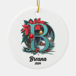 Adorno De Cerámica Navidades de Iniciales de Nombre de Letra personal