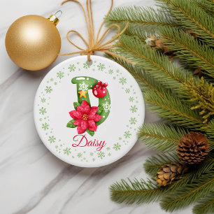 Adorno De Cerámica Navidades de Iniciales Florales de Amigo Personali