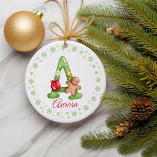 Adorno De Cerámica Navidades de Iniciales Florales Familiares Persona