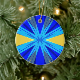 Adorno De Cerámica Navidades de invierno de color amarillo azul estre