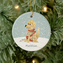 Navidades de invierno de Cute Golden Retriever