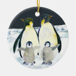 Adorno De Cerámica Navidades de invierno de la familia Cute Penguin