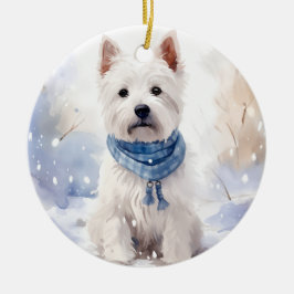 Adorno De Cerámica Navidades de invierno de Westie