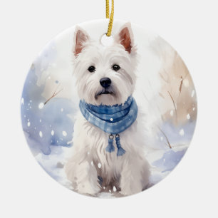 Adorno De Cerámica Navidades de invierno de Westie